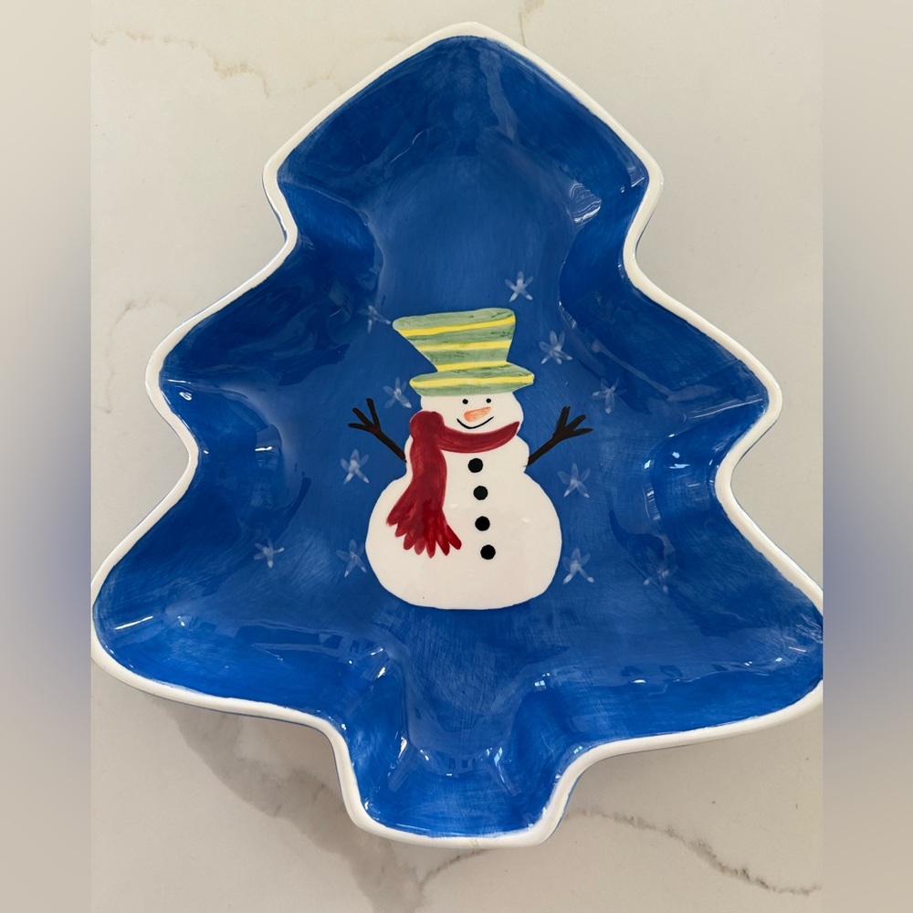 Palm Tree Co Snowman Tree shaped dish